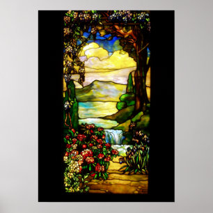 Liggande med vattenfall,Tiffany 1920 Poster