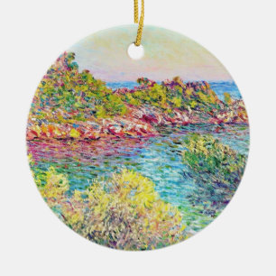 Liggande nära Monte Carlo (av Claude Monet) Julgransprydnad Keramik