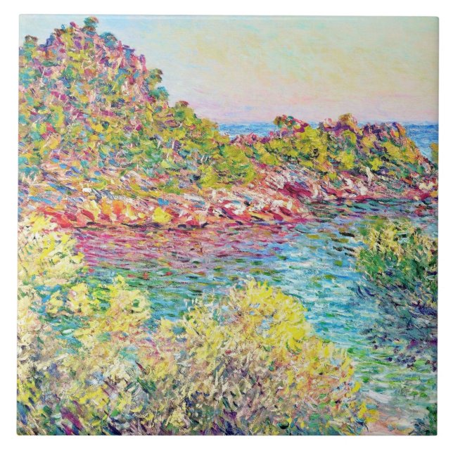 Liggande nära Monte Carlo (av Claude Monet) Kakelplatta (Framsidan)