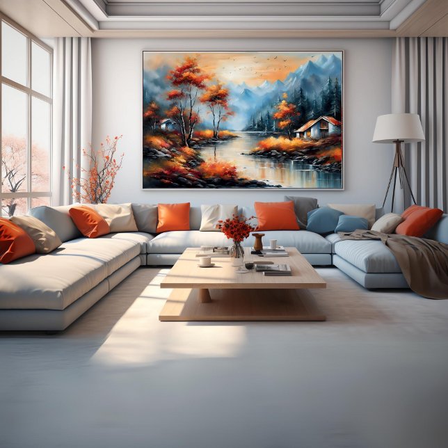 Liggande nära Sjö Modern Art Poster (Landscape Near Lake Modern Art Poster)