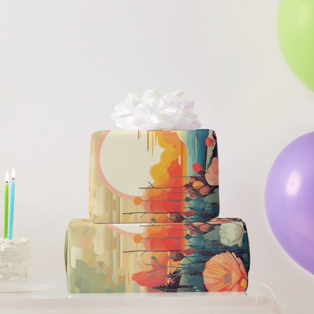 Liggande och vita vallmo sol presentpapper (Festgåvor)