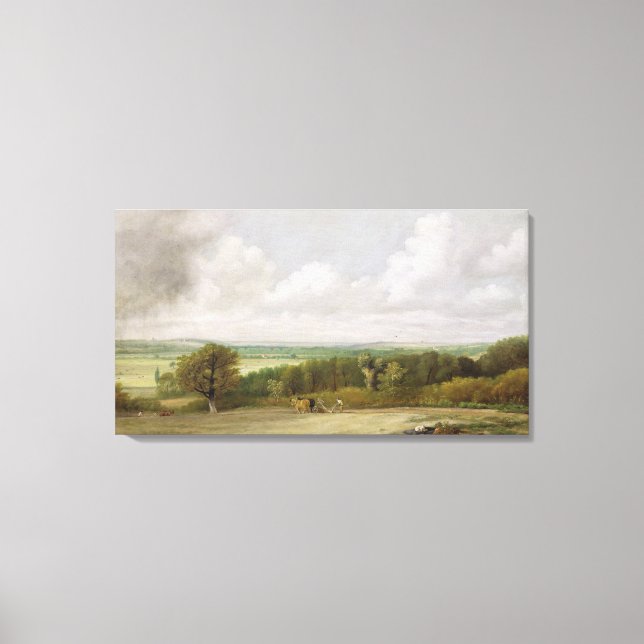 Liggande: Plowing Scene in Suffolk (A Summerlan) Canvastryck (Framsida)