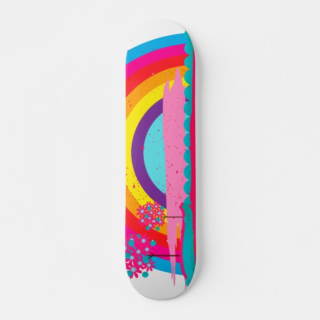 Liggande regnbåge skateboard bräda 20 cm (Framsida)