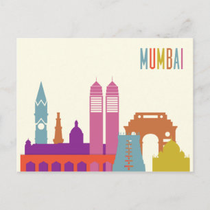 Liggande stad Mumbai, Indien Vykort