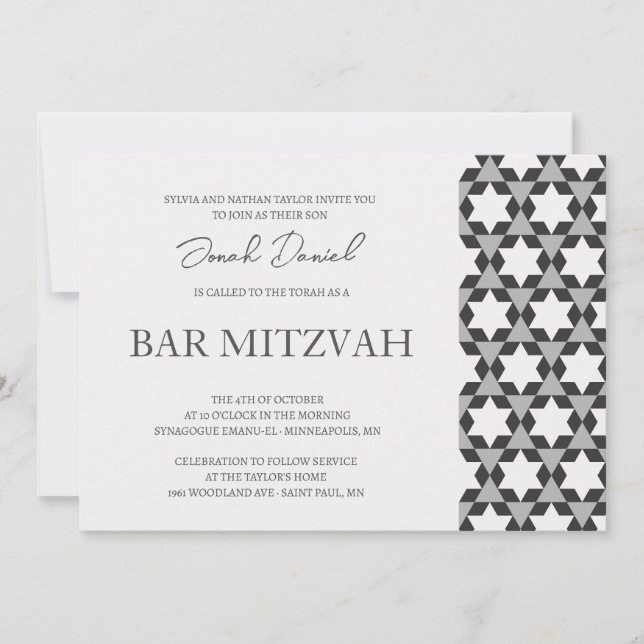Liggande stjärna mönster Pub Mitzvah-inbjudan Inbjudningar (Framsida)
