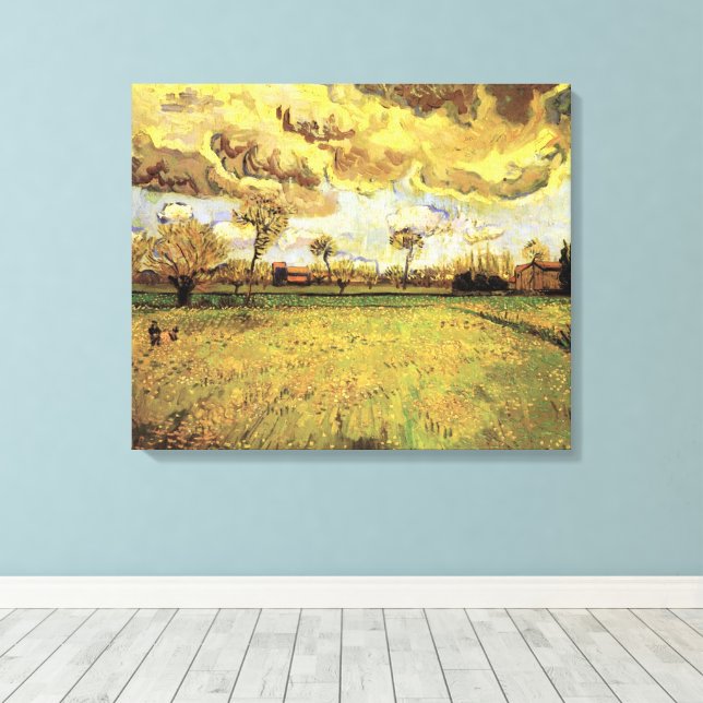 Liggande under Stormy Himlar av Vincent van Gogh Canvastryck (Insitu (trägolv))