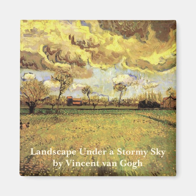 Liggande under Stormy Himlar av Vincent van Gogh Magnet (Framsidan)