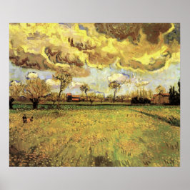 Liggande under Stormy Himlar av Vincent van Gogh Poster