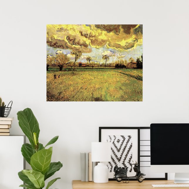 Liggande under Stormy Himlar av Vincent van Gogh Poster (Hemmakontoret)