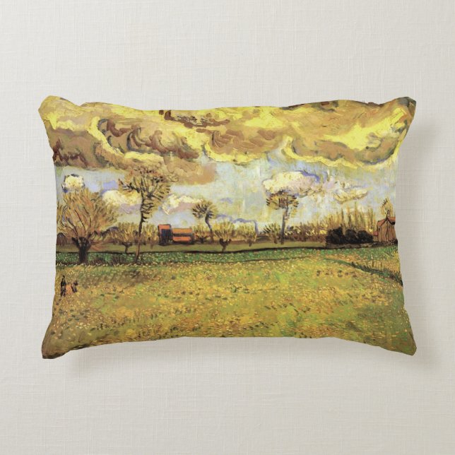 Liggande under Stormy Himlar av Vincent van Gogh Prydnadskudde (Framsidan)