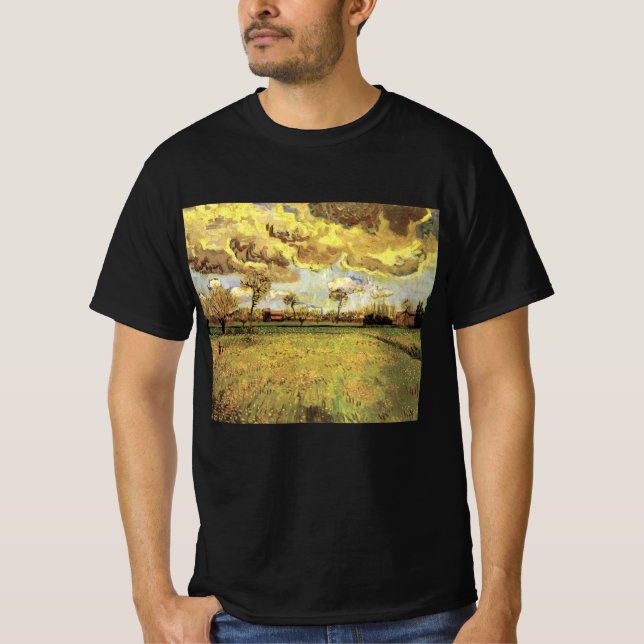 Liggande under Stormy Himlar av Vincent van Gogh T Shirt (Framsida)