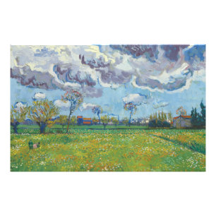 Liggande under Stormy Himlar Vincent Gogh Fototryck