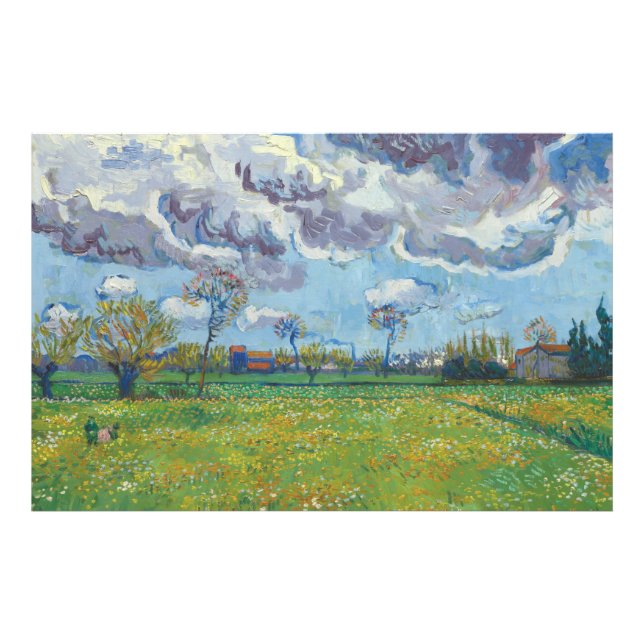 Liggande under Stormy Himlar Vincent Gogh Fototryck (Framsidan)