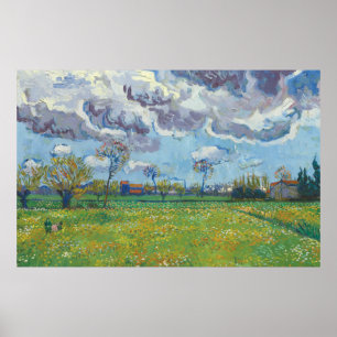 Liggande under Stormy Himlar Vincent Gogh Poster