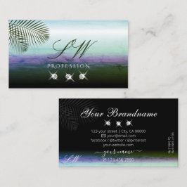 Liggande vattenfärger Sparkling Diamonds Monogram Visitkort