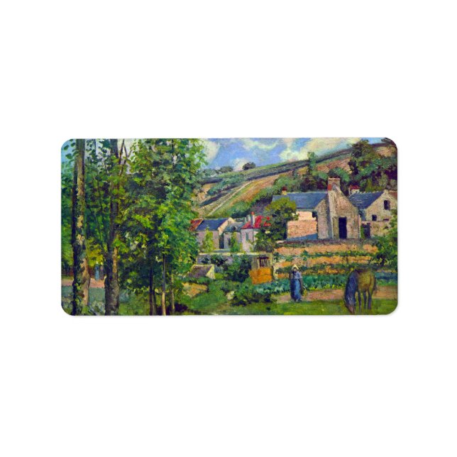 Liggande vid Pontoise vid Camille Pissarro Adressetikett (Framsidan)