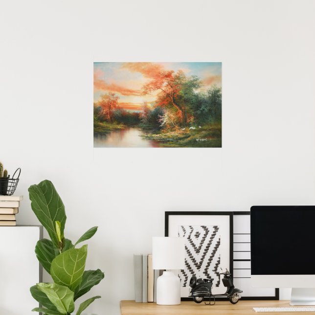 Liggande vid solnedgång poster (Hemmakontoret)