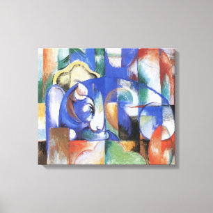 Liggende stier by Franz Marc, Vintage Kubism konst Canvastryck