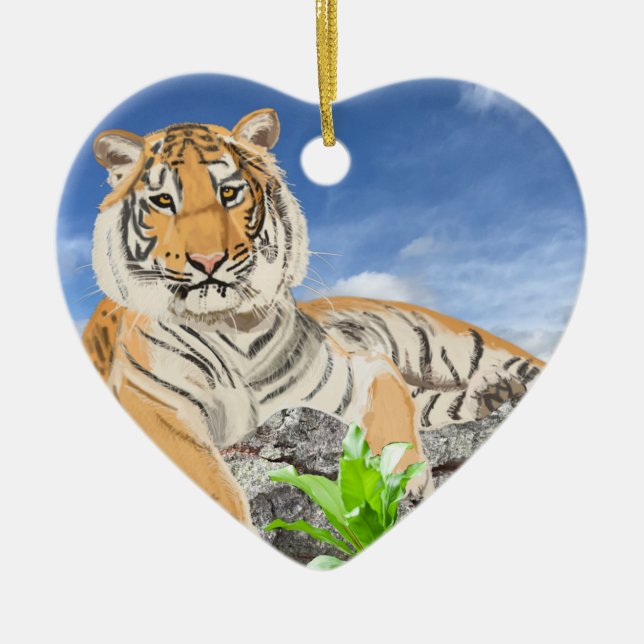 Liggende Tiger Keramisk Kakel Keramisk Ornament (Framsidan)