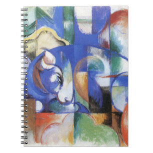 Liggende tjur av Franz Marc, Vintage kubism konst Anteckningsbok Med Spiral