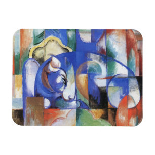 Liggende tjur av Franz Marc, Vintage kubism konst Magnet