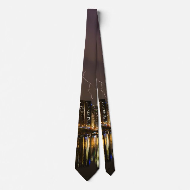 Ligh Strejka Over Chicago River Neck Tie Slips (Framsida)