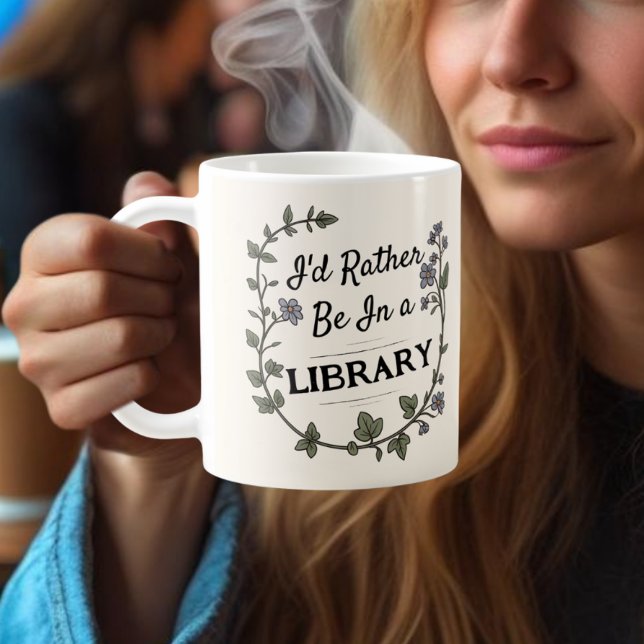 Light Academia Rather be in Libray book lover gift Kaffemugg (Skapare uppladdad)