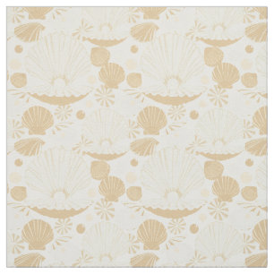 Light Airy Seashells Mönster på White Tyg