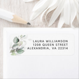 Light Airy Watercolor Botanical Greenery Returadress Etikett
