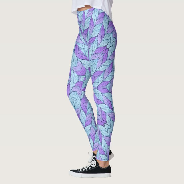 Light Amethyst and Pale Aqua Pattern Leggings (Vänster)