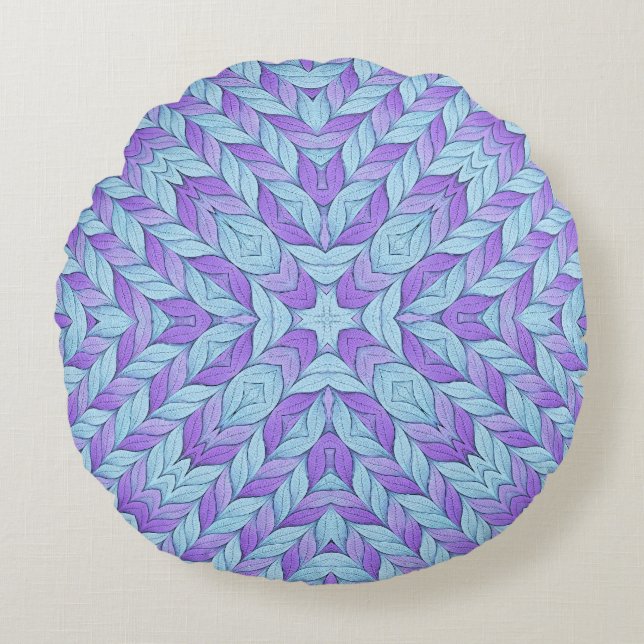 Light Amethyst and Pale Aqua Pattern Rund Kudde (Framsidan)