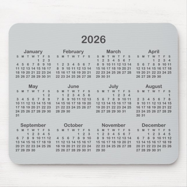 Light and Dark Grey 2026 Calendar Musmatta (Framsidan)