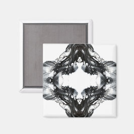 Light and Darkness Abstract Black White Fluid Art Magnet