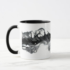 Light and Darkness Abstract Black White Fluid Art Mugg