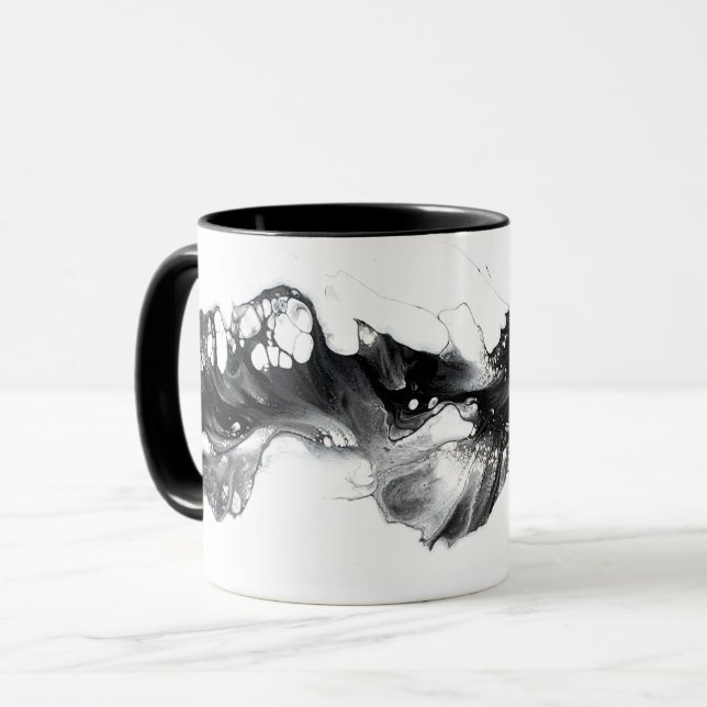 Light and Darkness Abstract Black White Fluid Art Mugg (Framsida vänster)