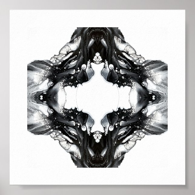 Light and Darkness Abstract Black White Fluid Art Poster (Framsidan)