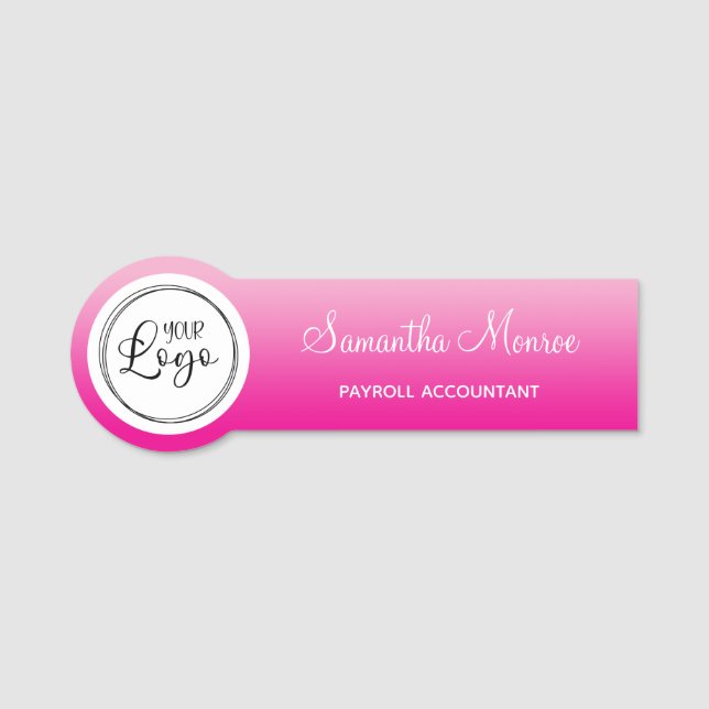 Light and Hot Pink Ombre Logo Name Title Namnbricka (Framsida)