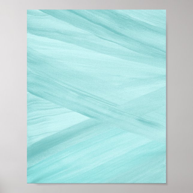 Light Aqua Blue Abstrakt Linjer Brushstroke Art Poster (Framsidan)