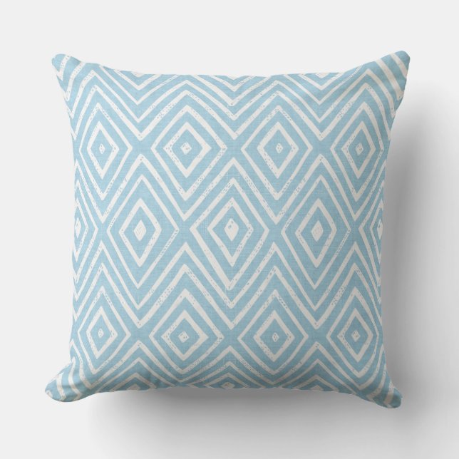 Light Aqua Blue Diamond Chevron Geometric Kudde (Framsida)