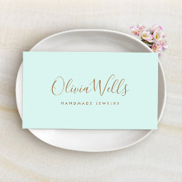 Light Aqua Blue Handskriftlig skript Social Media Visitkort