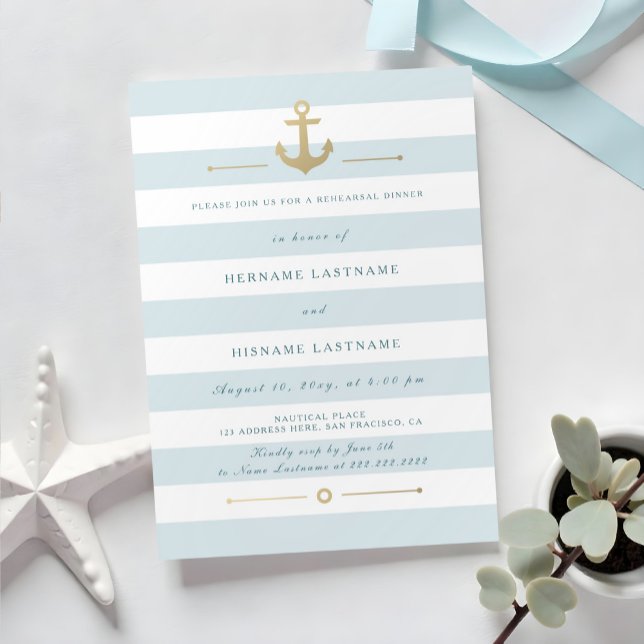Light Aqua Blue Nautical Rehearsal Dinner Inbjudan (Skapare uppladdad)