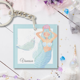 Light Aqua Blue Sjöjungfru Party Äventyr Keychain