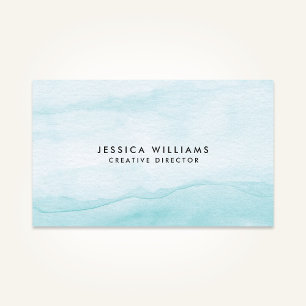 Light Aqua Blue Watercolor Ombre Söt Visitkort