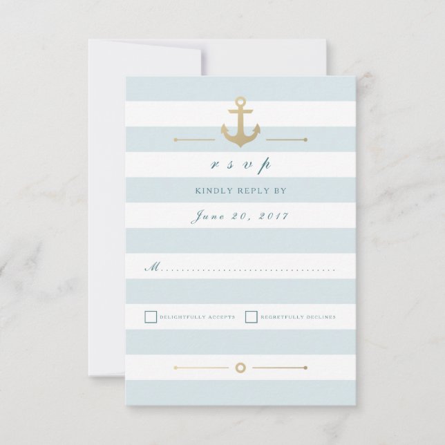 Light Aqua Stripe Nautical Response OSA kort (Framsida)