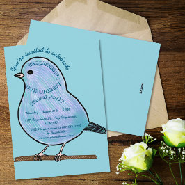 Light Azure 50th Birthday Cute Bird Dinner Party  Inbjudningar