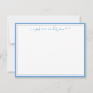 Light Baby blue Elegant Modern Preppy Girly Script Anteckningskort