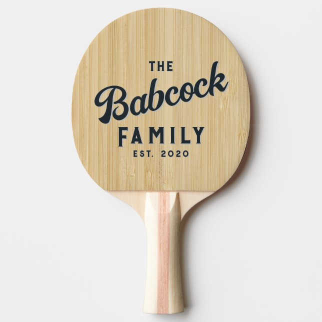 Light Bamboo Retro Family Name & Year Pingisracket (Framsidan)