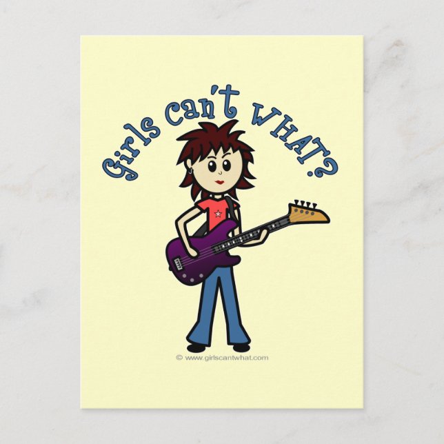 Light Bass Guitar Girl Vykort (Framsida)