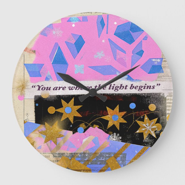 Light Begins Gem Clock – Pink & Gold Glow Stor Klocka (Framsida)