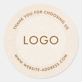 Light beig linen texture personalized text classic runt klistermärke